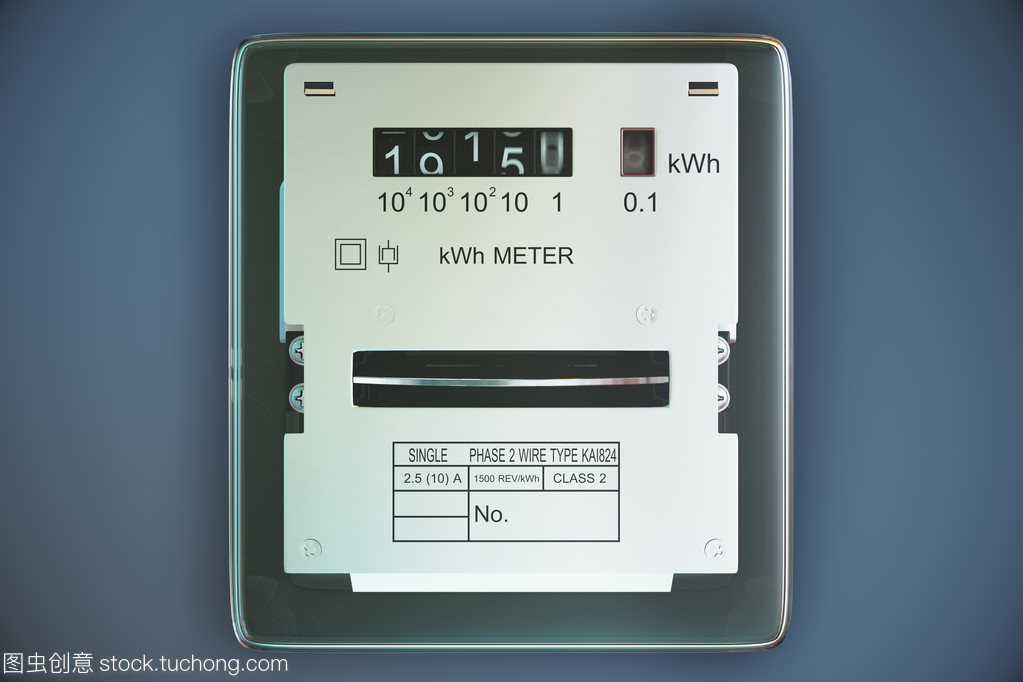 模擬的電表顯示家庭消費。電源我